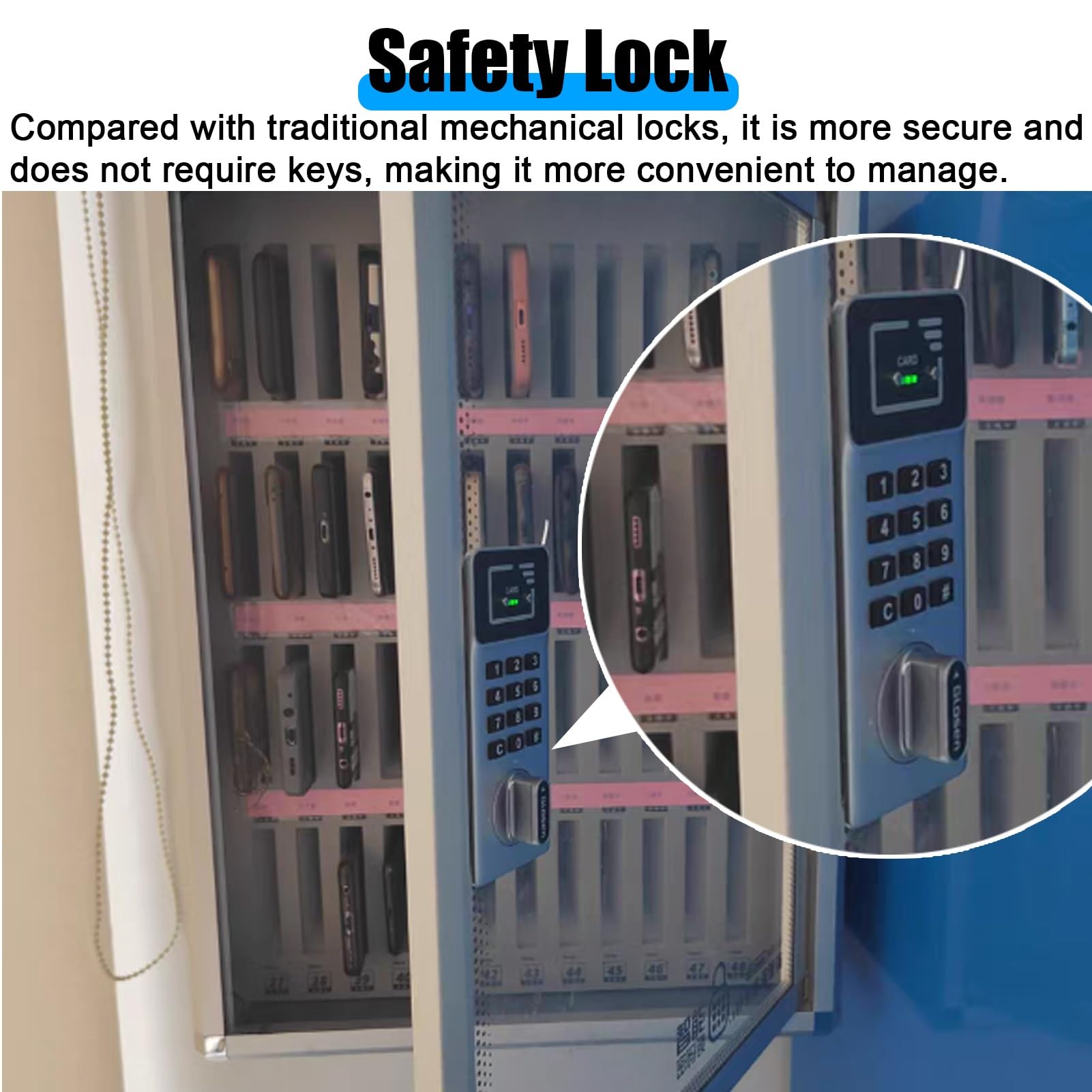 CMYUN Handy-Schließfach Sicheres und Praktisches Smartphone-Schließfach aus Metall, 24 36 48 60 72 Steckplätze, Codeschloss, Handy-Organizer-Box, für Büro, Besprechungsraum, Labor(48 Slots)