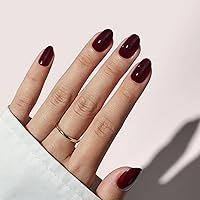 Vista 16 de BTArtbox - Uñas postizas a presión color rojo pastel con pegamento para mujeres, uñas postizas de gel suave y opaco en 16 tamaños, kit de 32 uñas