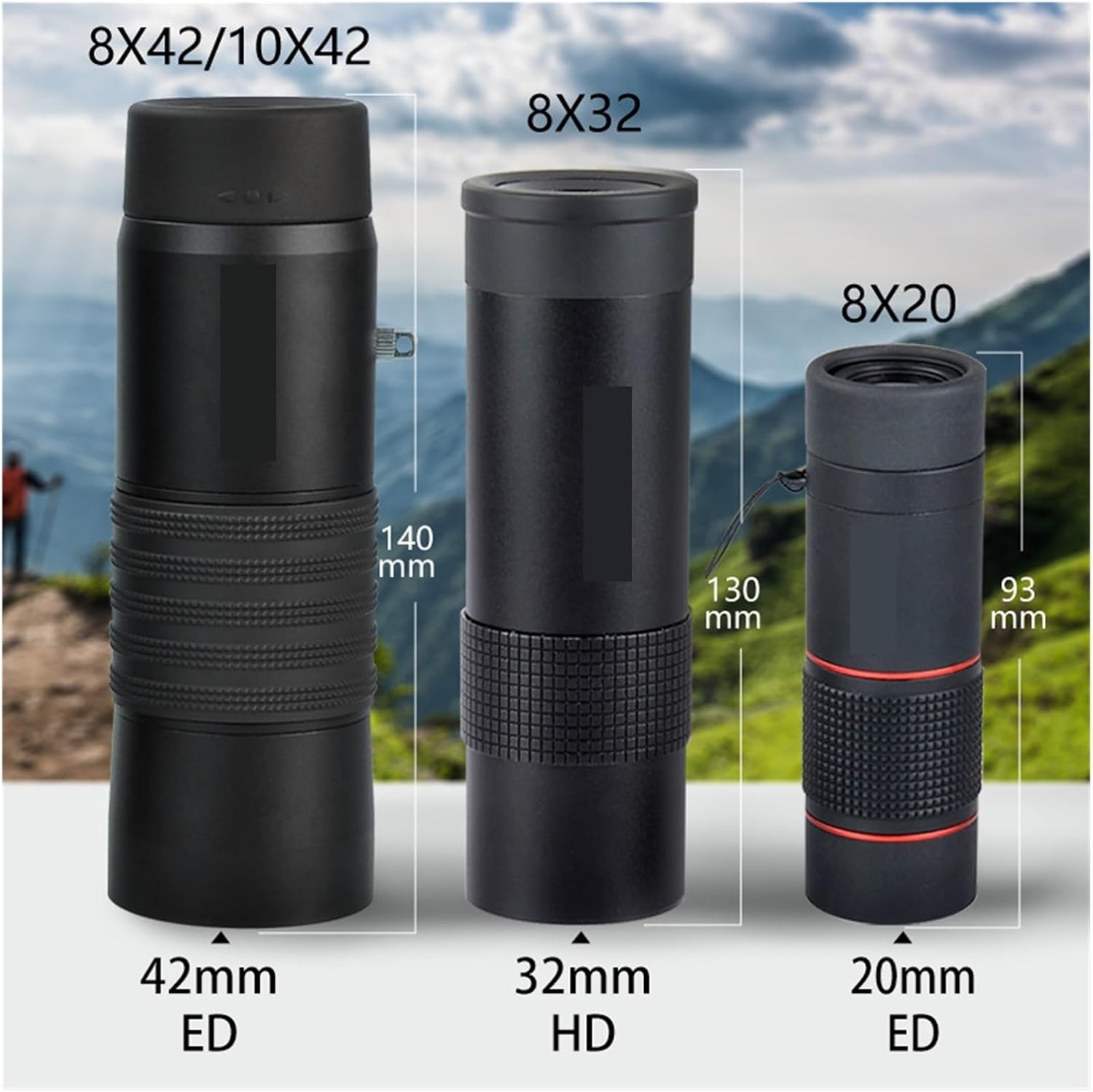 ED Telescope Powerful Monocular Spyglass Prism Eyepieces Night Vision for Tourism Hunting Camping Hiking Photo Phone Sharp Images