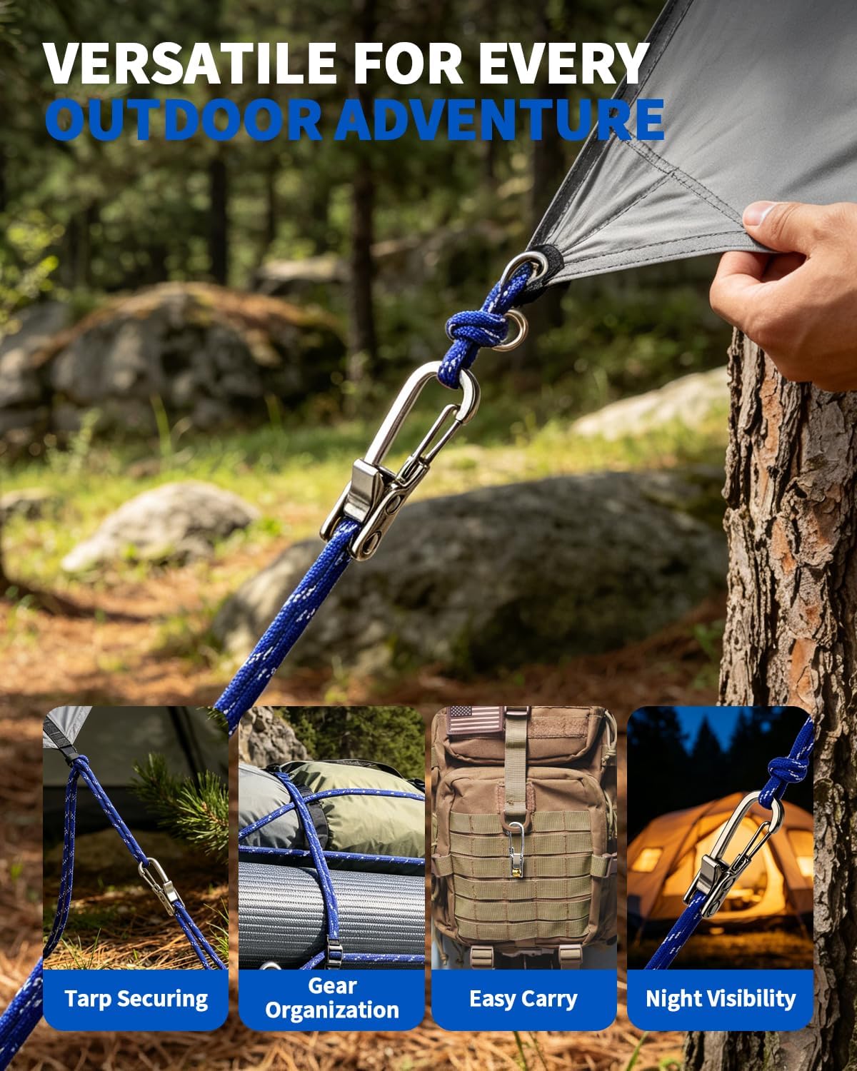 6-Pack Rope Roller Tensioner, Heavy Duty Tie Downs for Camping & Boating