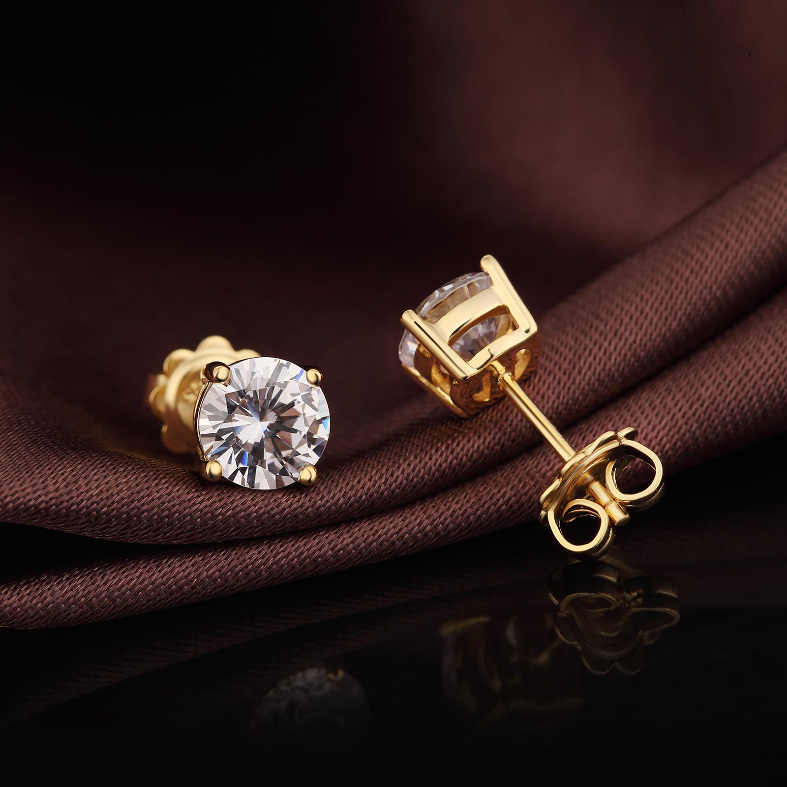 jiamiaoi 18 Karat Weißgold plattiert Glänzend Ohrringe Silber 925 Stecker, 4mm-8mm 4A+ Zirkonia Ohrstecker Herz Ohrringe Fur Damen Herren