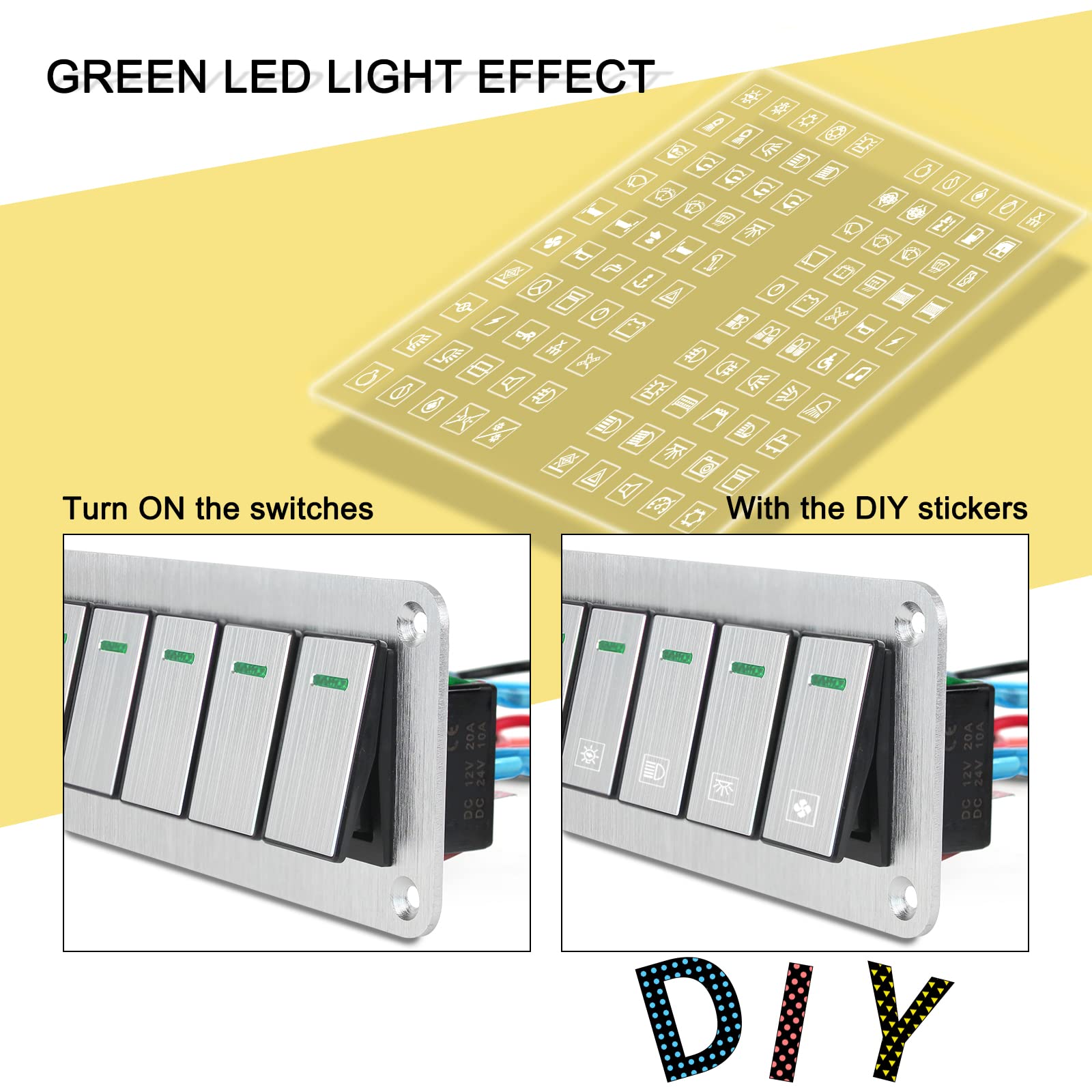 Snapklik.com : Xhtechnology 4 Gang Aluminum Rocker Switch Panel - 12V ...