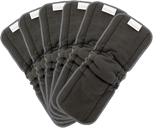 AlVABABY Insertos de bambú de carbón con refuerzos de tela para pañales forros reutilizables de 5 capas para pañales de tela de bebé 6 unidades 6FLN