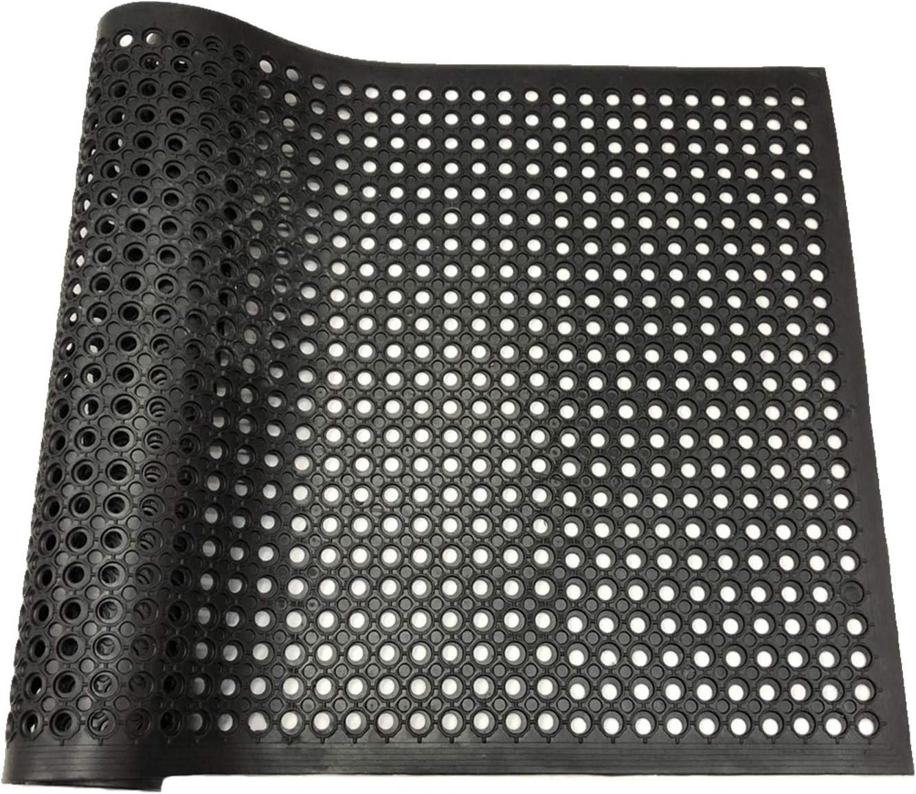 GOOFCXO 穴あきゴムマット 90x210 cm 厚10mm 泥落とし 玄関マット 業務用 ラバー 屋外 カット可能 滑り止め 水抜け 駐車場 飲食店 戸外