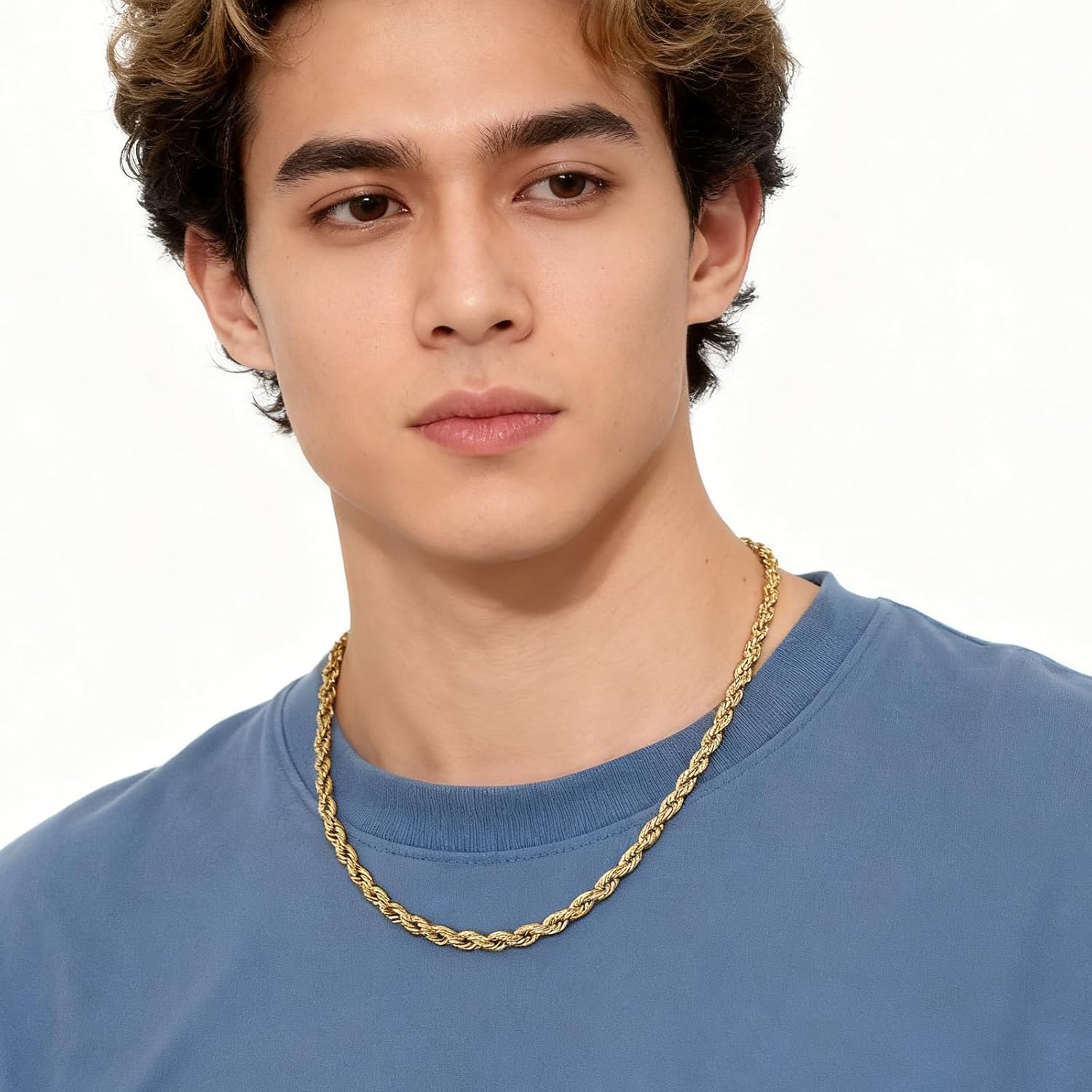 14K Gold/Silver Rope Chain for Men,3/4/5MM Stainless Steel Necklace Chain for Men Women,Jewelry Gift - Image 5