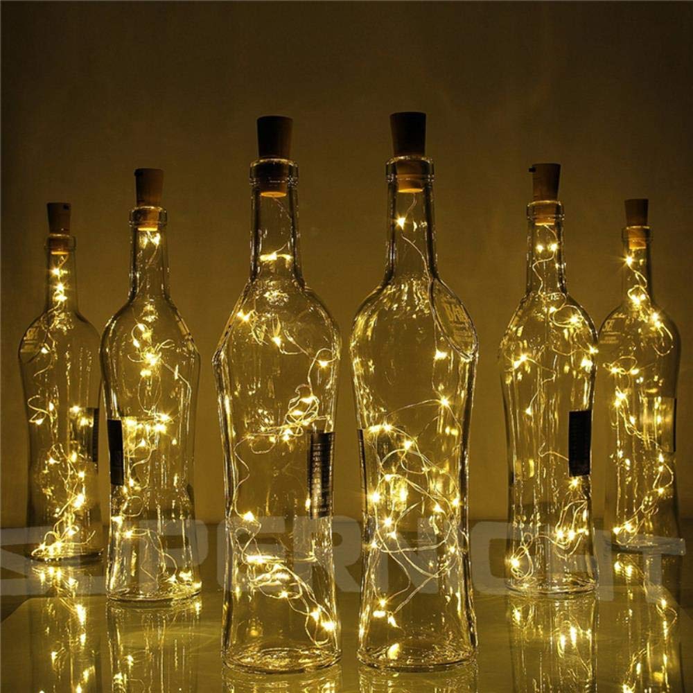 Wanxida 16 Pezzi Luci per Bottiglia, 2M 20 LED Tappi LED a Batteria per Bottiglie Filo di Rame Led Stringa Luce Fatata da Interni e Esterni per Fai da Te, Feste, Natale