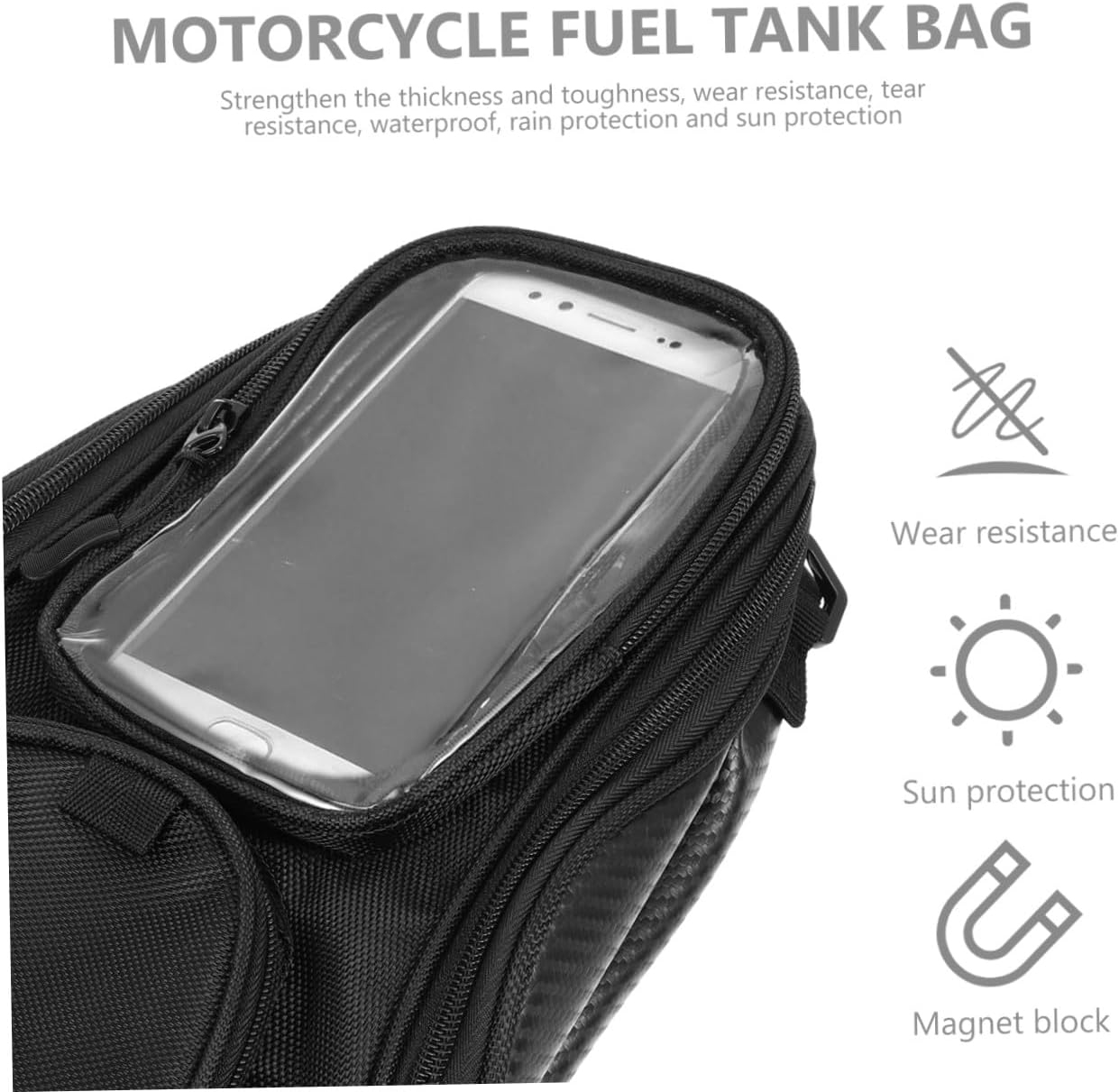Motorcycle Fuel Tank Bag Waterproof Magnetic Motorbike Tool Bag Large Capacity Riding Storage Pouch for Touring and Daily Commuting