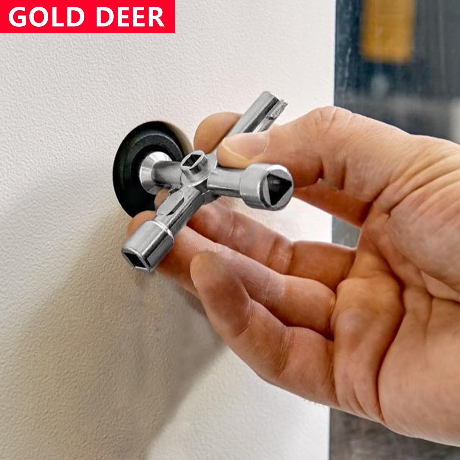 GOLD DEER 4 Way Utilities Key with Lanyard Electric Cabinet Panel Keys Multi-Functional Water Key Set Water Spigot Key Sillcock Key Water Key Hose Bib Key Shut Off Tool for Valve Faucet,2Pack - Image 2