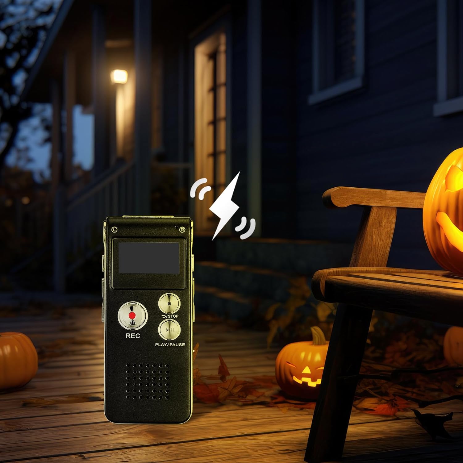 Tellegloww Ghost Hunting Equipment Paranormal Equipment for Ghost Hunting Digital EVP Voice Activated Recorder Rechargeable Recorder Device with Microphone, 8GB(Black)