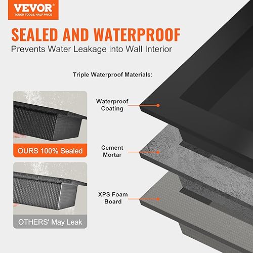 Miniatura 2 de VEVOR Nicho de ducha listo para azulejos de 16 x 24 pulgadas, organizador de doble estante, esquinas cuadradas insertadas en la pared, nicho