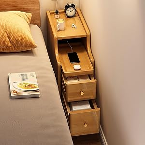 Durable Solid Wood Bedside Tables, Narrow Nightstand, Bedside End Table with Storage Drawer, Small Nightstand, Nightstand with Drawer (Size : 25cm/10in)