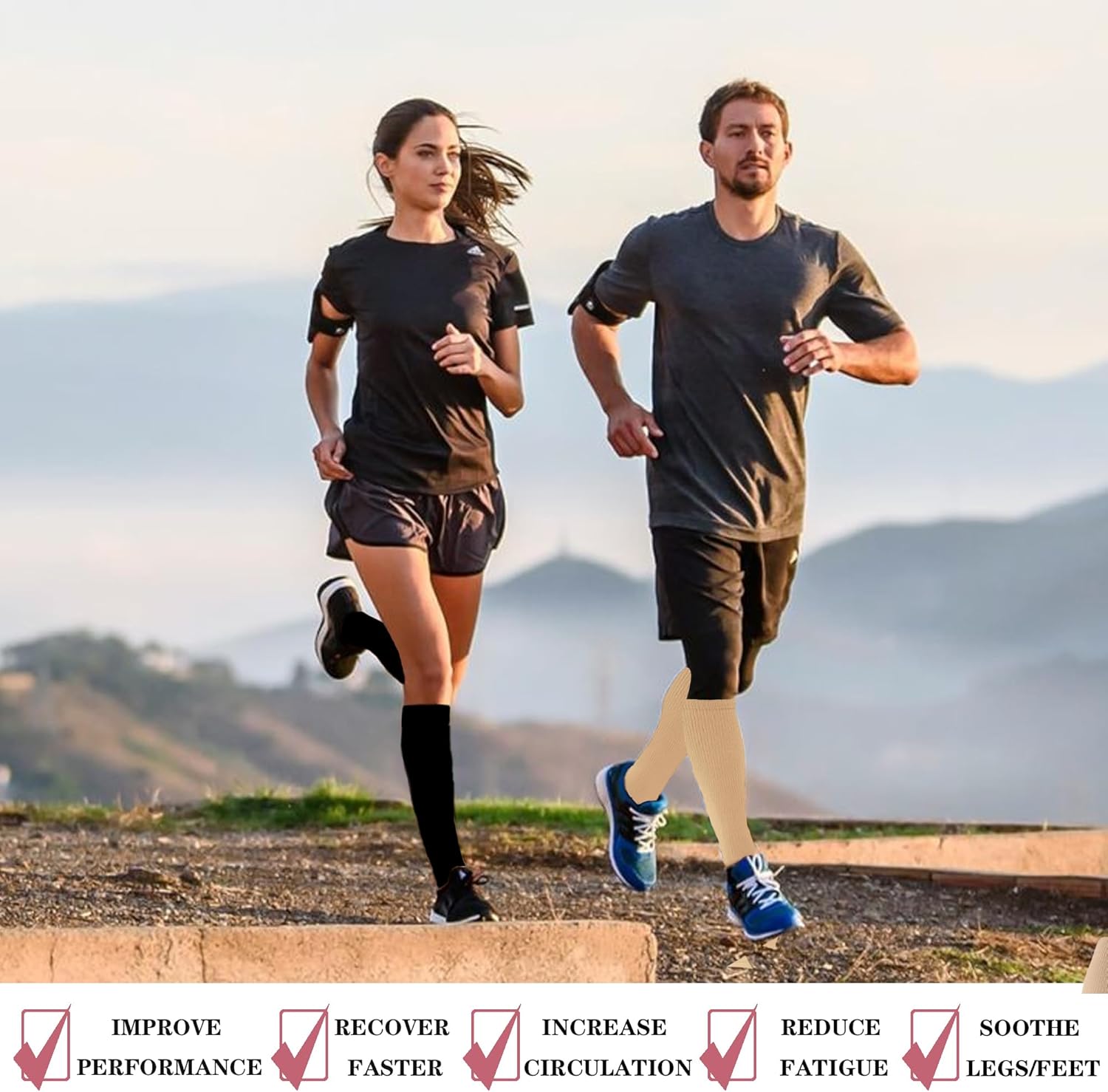 6 Pairs Compression Socks for Women and Men Circulation, 20-30 mmhg Support for Athletic Running, Hiking, Nurse, Recovery - Image 2