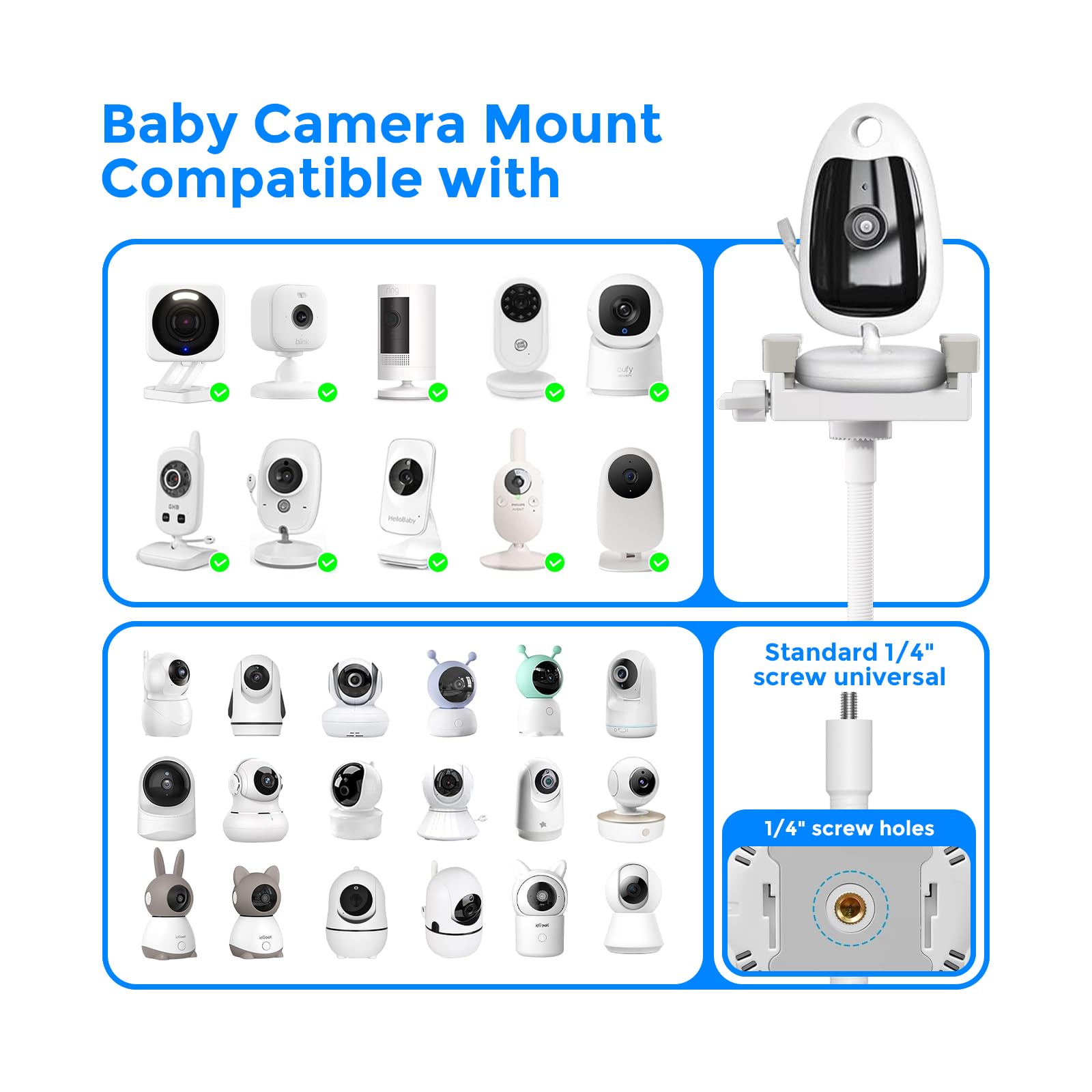 Supporto da Pavimento Universale per Baby Monitor Compatibile con Boifun/GHB/Philips Avent/Momcozy/Blemil/Jeeber/HelloBaby/ieGeek/Babystar/Dr.Care/VTech, Altezza Regolabile da 90 a 170 cm
