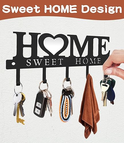 Miniatura 2 de WIPHANY Gancho de metal para llaves de pared, 9.8 x 3.6in, decoración rústica occidental, organizador de llaves decorativo con 5 ganchos para puerta