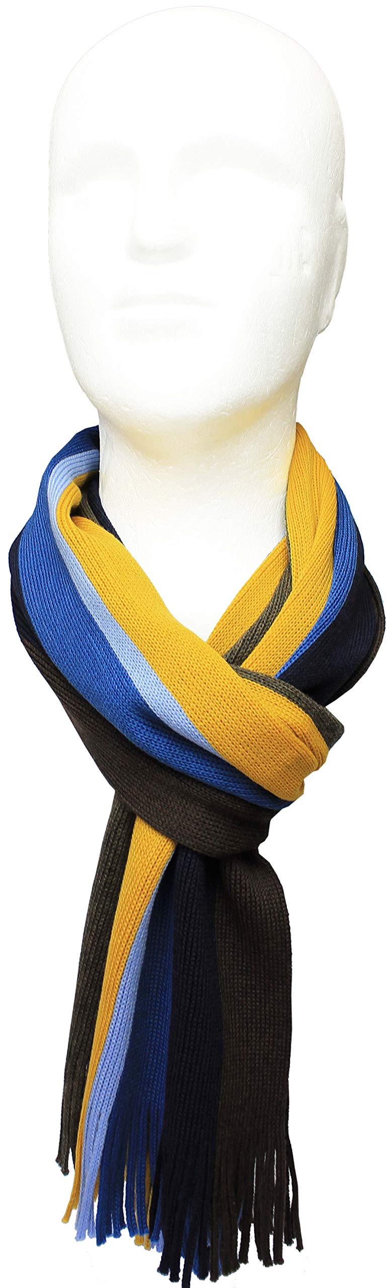 Sciarpa lavorata a maglia Sciarpa da uomo Warm & Soft Red Fox® Unisex in lana a righe multicolore (marrone giallo blu)