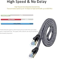 Vista 6 de Cable Ethernet Cat 7. Cable de Internet trenzado de nailon Cat 7. Cable de Ethernet. Cable de red RJ45. Cable LAN Cat7 para PC, Mac, router