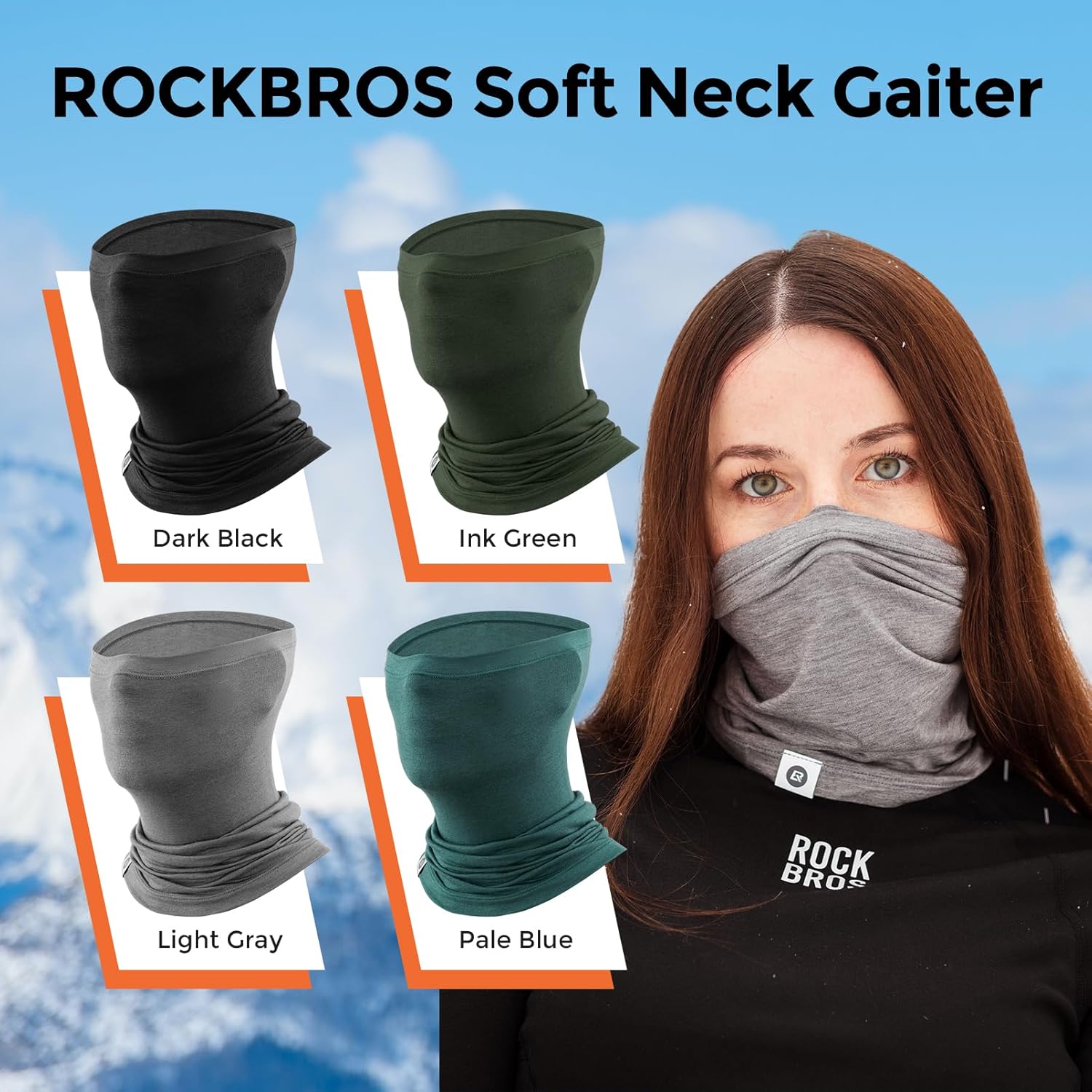 ROCKBROS Neck Gaiter for Men Women Winter Neck Warmer Breathable Windproof Elastic Half Face Mask for Cycling Running Hiking - Image 9