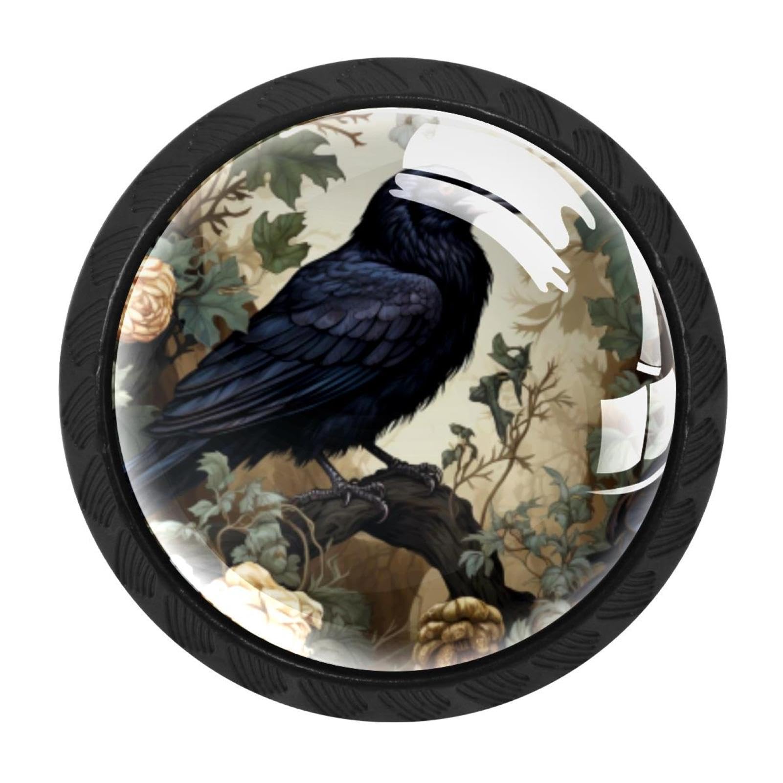 Chenzzzz Multicolored 14 4 Pieces Crow Drawer Knobs, 35Mm Black Kitchen Cabinet Knobs, Drawer Pulls And Knobs, Glass Cabinet Hardware Single Hole Knob For Cabinets And Drawers Round
