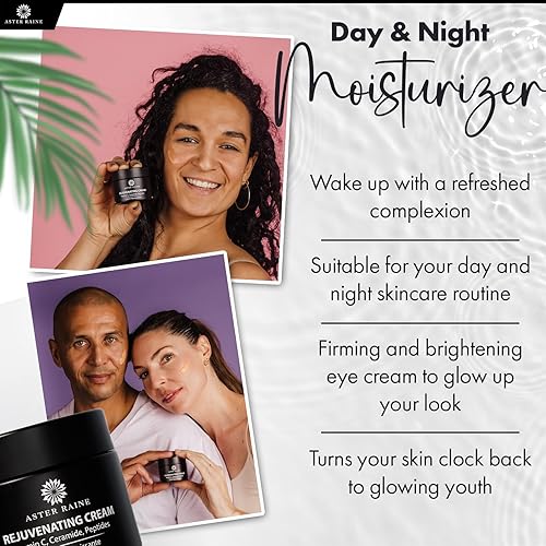 Miniatura 6 de Crema rejuvenecedora – Hidratante facial antienvejecimiento para mujeres y hombres con vitamina C, ceramida, péptidos – Crema de noche para ojos –