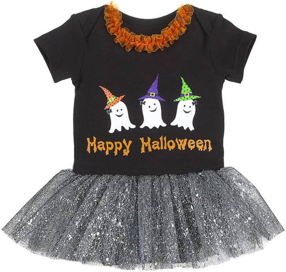 Baby Ganz Girls' Halloween TuTu Diaper Shirt 0-6 Months Black