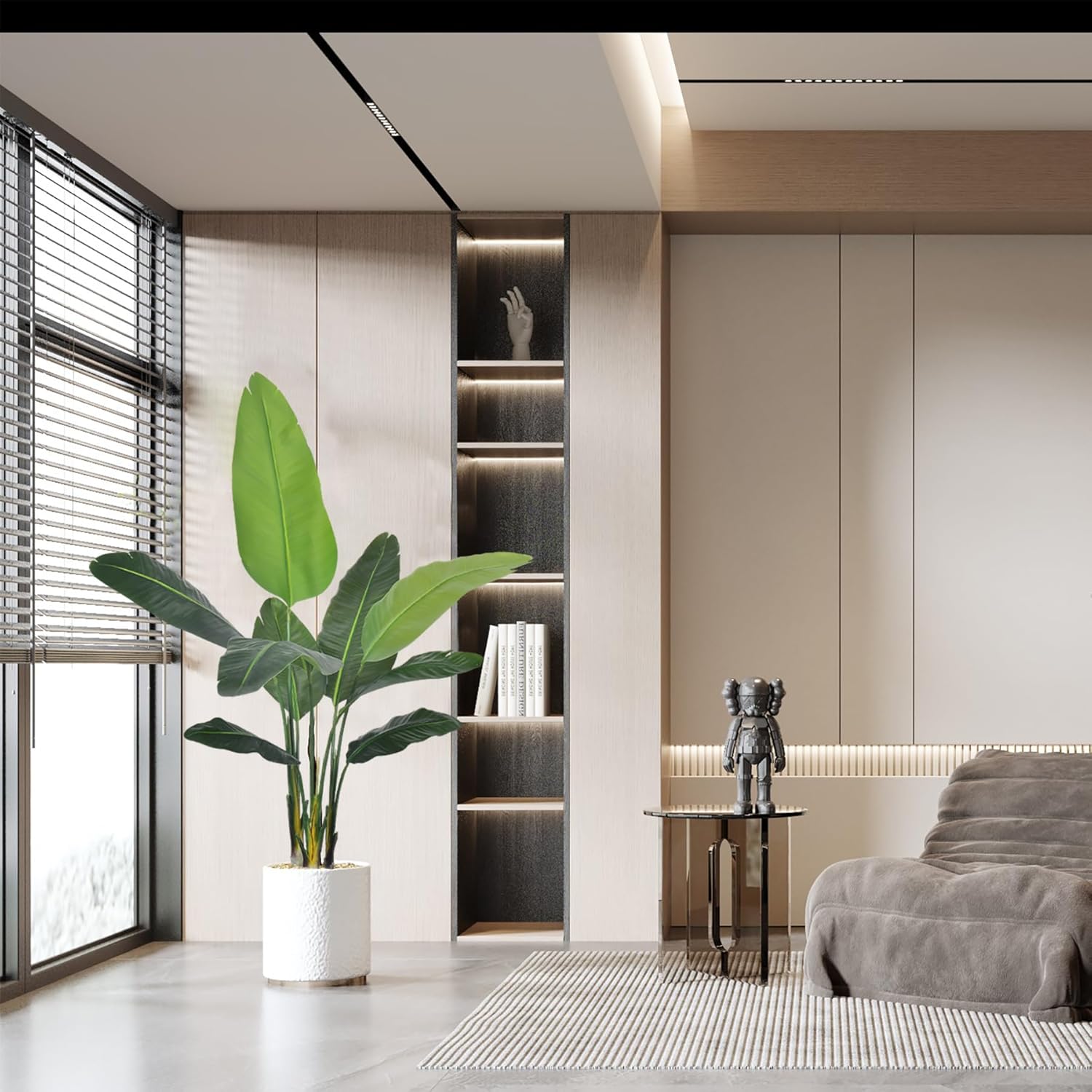 Bird of Paradise Plant Artificial 5ft,Faux Plants Indoor with White Planter,Fake Tree with Lifelike Leaves,The Perfect Indoor Silk Floor Plant for Home、Hallway and Office Decor - Image 4