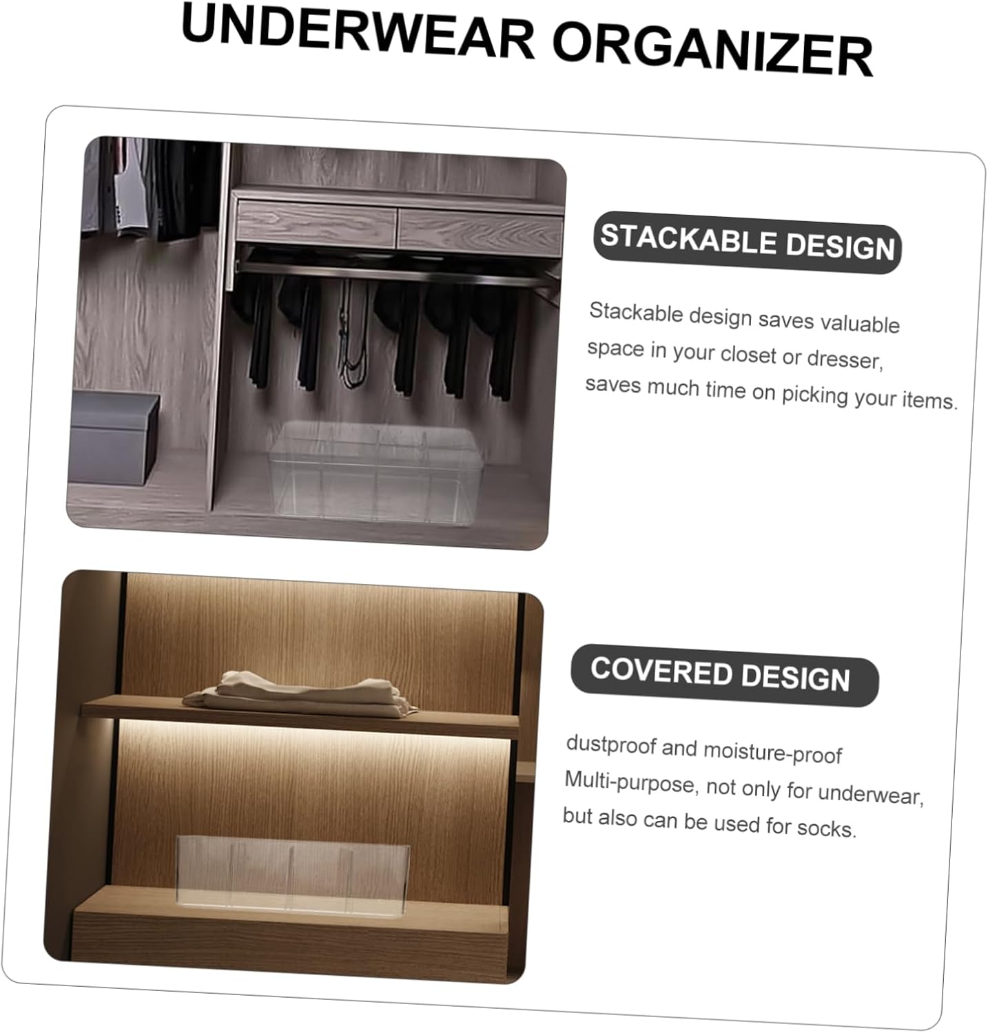 SOLUSTRE Convenient Underwear Storage Organizer Box Compartmentalized Lingerie and for Neat Closet Organization Design for Easy Access to Essentials