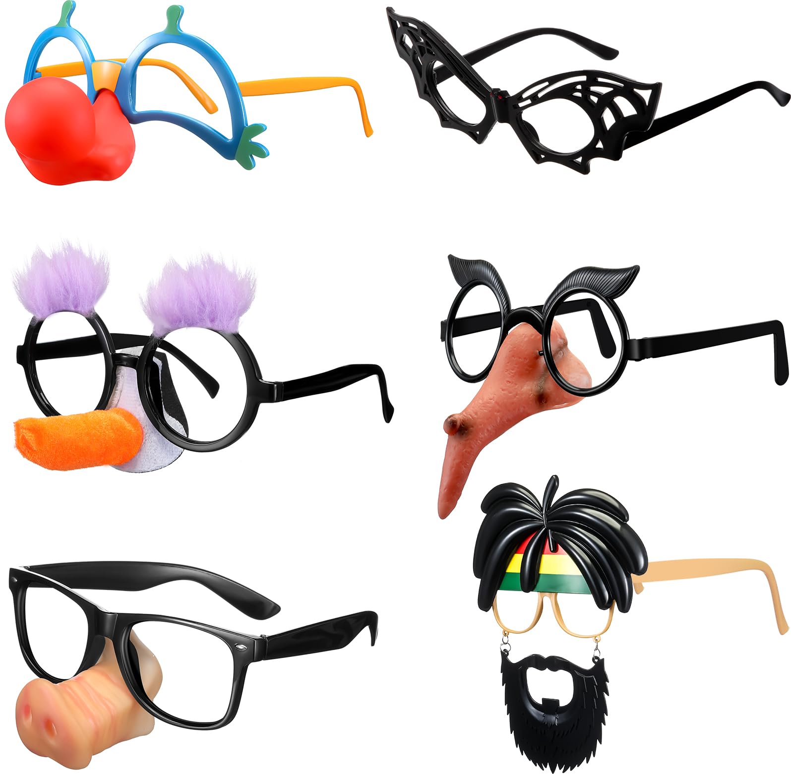 Sumind 6 Pairs Funny Glasses for Adults Disguise Sunglasses Novelty Glasses for Photo Booth Props Costume Party Favors