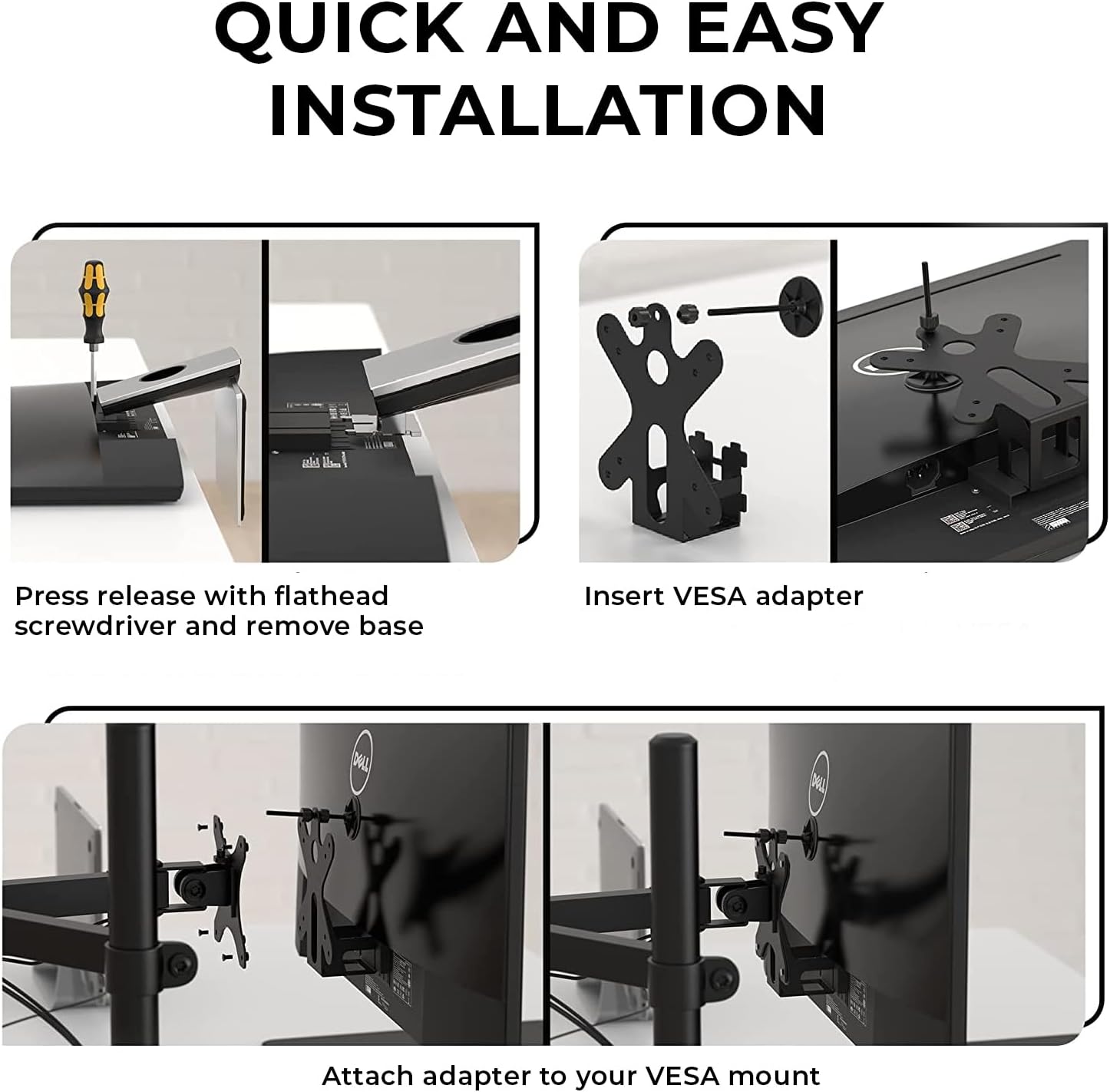 HumanCentric VESA Mount Adapter Compatible with Dell Monitors SE2416HX, SE2717HX, SE2717HR, SE2717H, S2216M, S2216H, SE2716H, SE2216H, SE2417HG SE2416H S2216H and More, 75x75 and 100x100mm Patterns