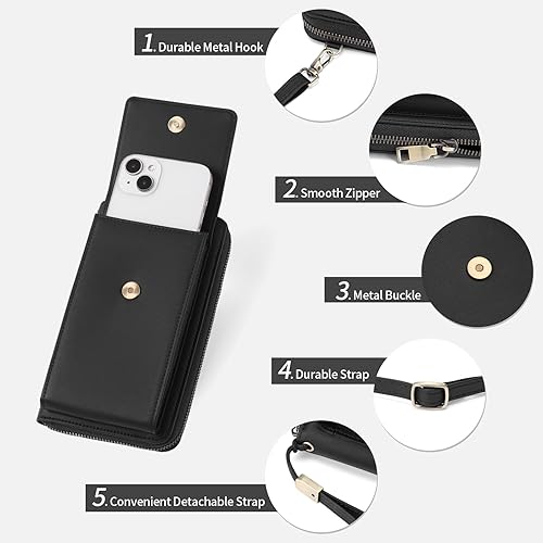 Miniatura 4 de SENDEFN Bolso cruzado pequeño para teléfono celular para mujer, de cuero, con múltiples ranuras para tarjetas