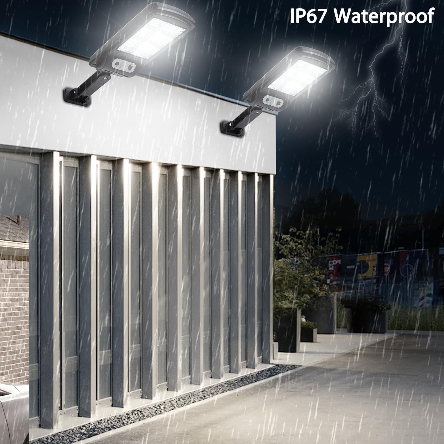 2 Pack 100W Solar Street Lights Outdoor Waterproof, Parking Lot Lights Dusk to Dawn, Flood Light Wide Angle Motion Sensor and Remote Control Suitable for courtyards, Garage, Garden