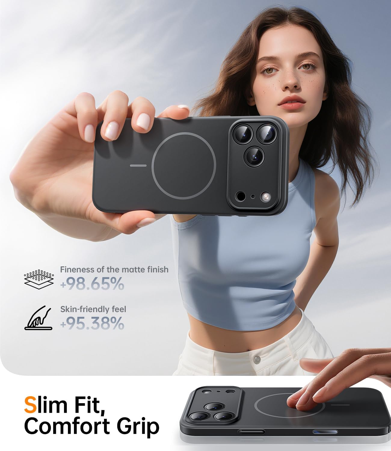 JUESHITUO Magnetic Slim Fit Case for iPhone 17 Pro Max(6.9"), Ultra Thin Matte Anti-Scratch Hard PC Cover(1X Screen Protector), OriginFit Case iPhone 17 Pro Max Compatible with MagSafe, Black - Image 7