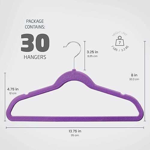 Miniatura 7 de Zober Perchas infantiles de terciopelo para armario, paquete de 30 perchas antideslizantes para camisas, pantalones y vestidos con gancho giratorio,