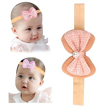 Beera 1Pcs Baby Turban Knotted Elastic Bows Headbands Wrap Hair Accessories for Infant, Toddler, Newborn Girls (Orange)