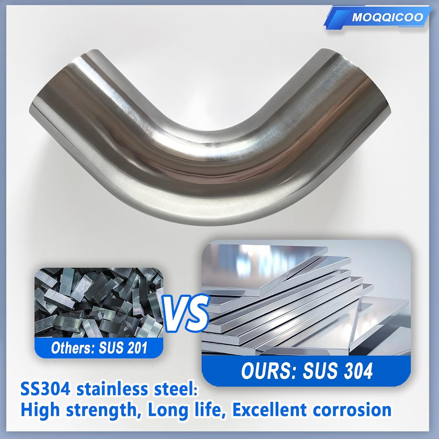 4 Inch 90 Degree Elbow Stainless Mandrel Bend Elbow - 2" Leg- 14GA/. 078" Wall - Thickned 2mm SS304 Stainless Steel Exhaust Piping Tip for Automotive Exhaust (OD: 4 ")