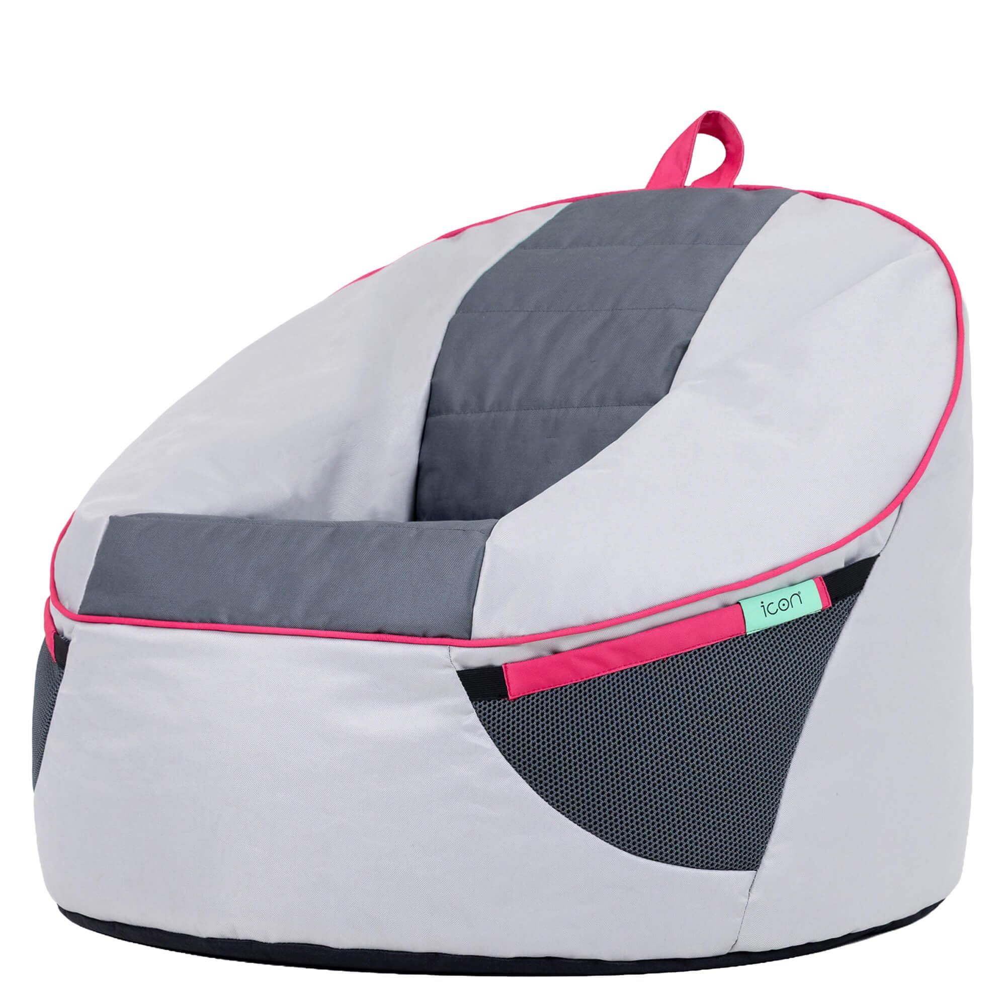 icon Alpha Kids Gaming Bean Bag with Filling Included, Grey and Pink โ image 1