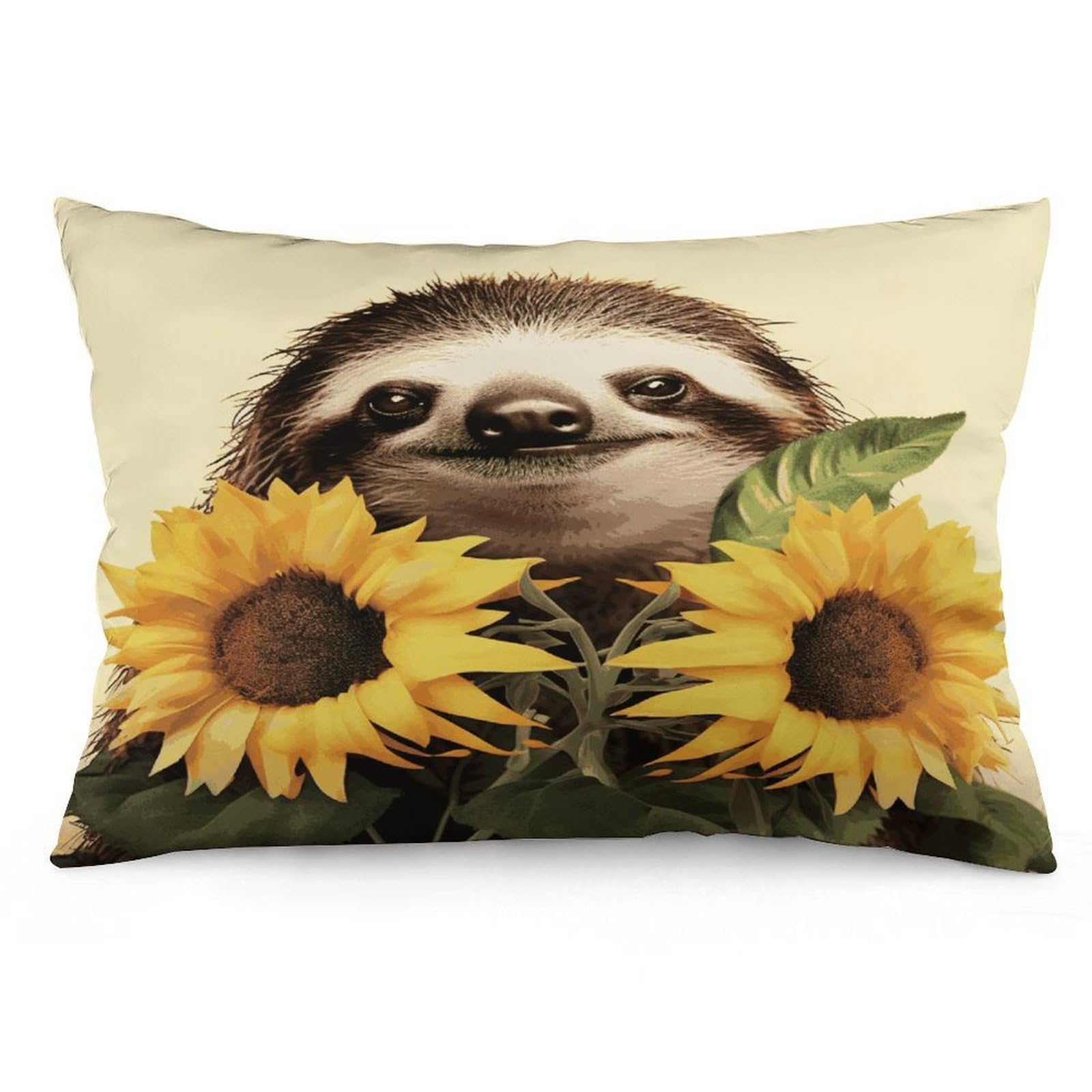 Wsoihfec Style Sloth Sunflower Throw Pillow Covers Decorative, Pillow Cases Soft Plush, Modern Farmhouse Boho Cushion Cover For Bed Couch Sofa Living Room Spring Decor12 X20