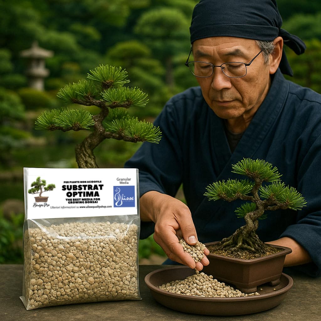 Ulisse® BonsaiPro Substrat Optima, Sustrato profesional para bonsái, mezcla de Akadama, piedra pómez, Kyriuzuna, zeolita, vermiculita, drenaje y nutrición ideales, listo para usar, para plantas no