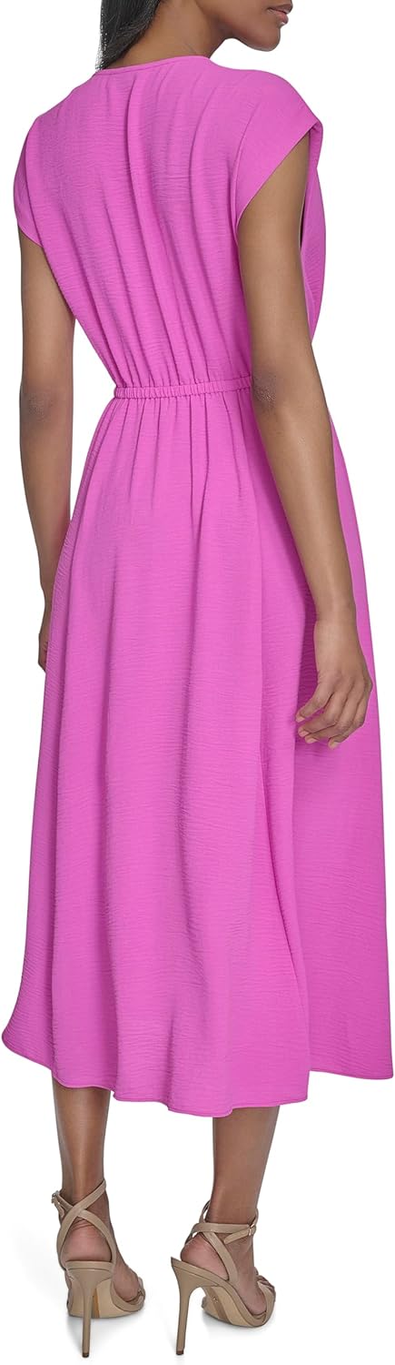 Halston Womens Cross Front V-Neck Fit & Flare Dress - Image 4