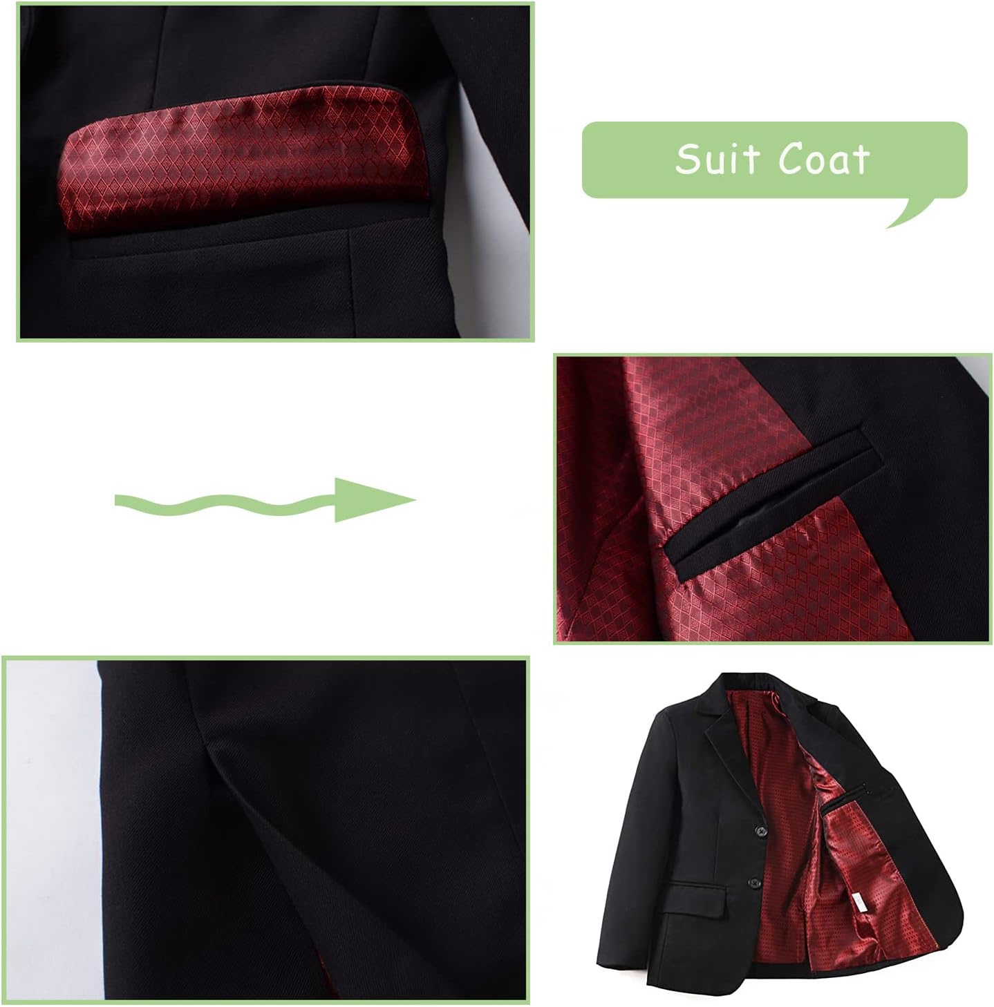 Boys Suit Kids 5 Pieces Tuxedo Suit Set for Wedding Ring Bearer Outfit - Image 2