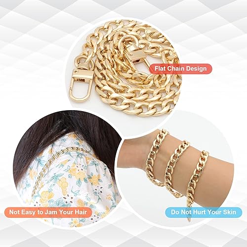 Miniatura 12 de Correa de cadena de metal para bolsa, 4 piezas, bolsa de mano, bolsa de hombro, bolsa cruzada, 15.4 pulgadas, 23.6 pulgadas, 31.4 pulgadas, 47.2