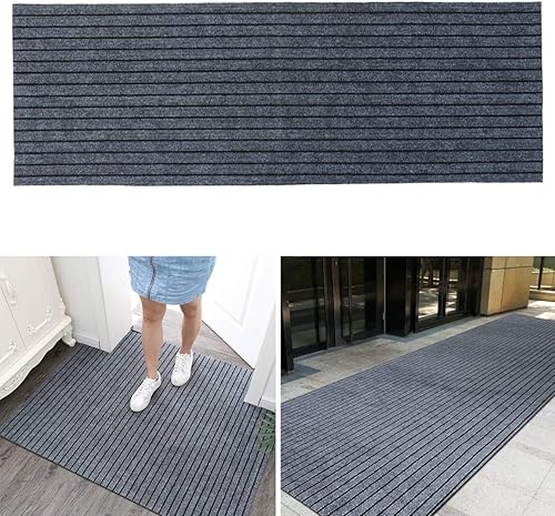 Miniatura 9 de Tapete antideslizante con patrón de rayas, absorbente de agua, para cocina, baño, color negro y gris, para uso doméstico, duradero, cómodo, al