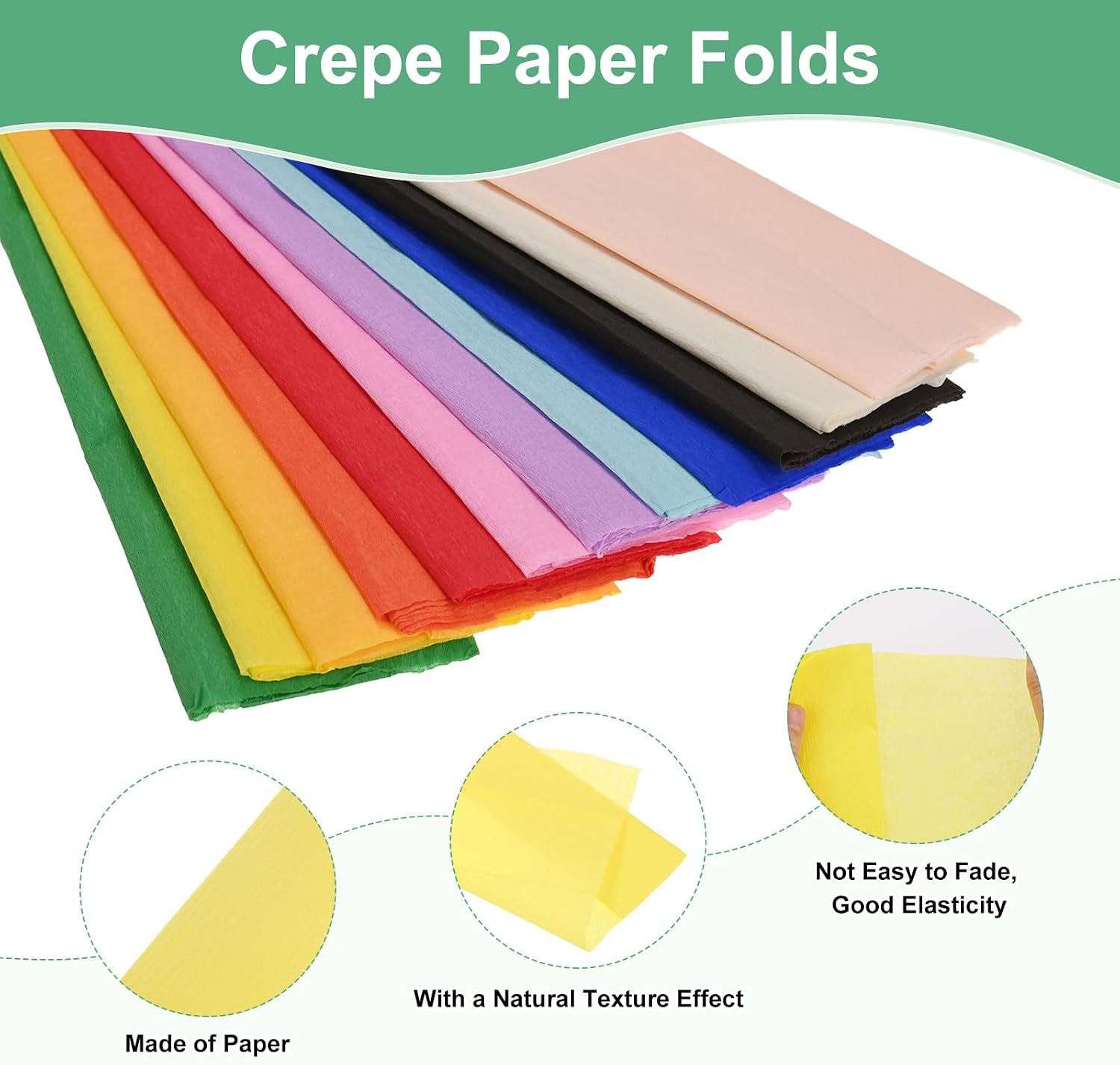 M METERXITY 20-Pack Crepe Paper, 3.3ft x 20 Inch /100 x 50cm Soft Wide Crepe Paper Streamer Sheet, Decorative Craft Streamer for DIY Craft/Flower Making/Decoration [Lemon Yellow] image 2