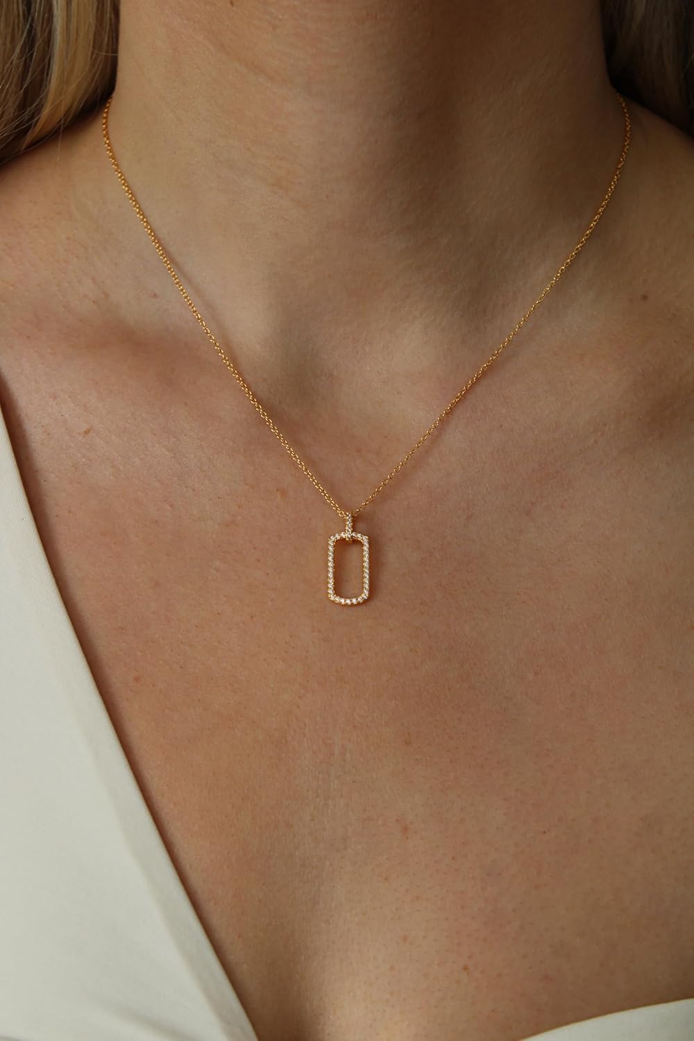 Dainty Gold Necklace – 18K Gold Plated Cable Chain with Sparkling Cubic Zirconia – Adjustable Women’s Necklace with Lobster Clasp – Elegant, Minimalist Jewelry for Everyday Wear - Image 3