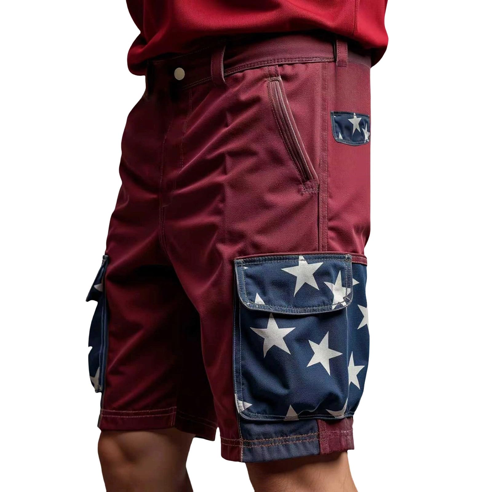 Short cargo pour homme avec stretch - Short d'extérieur patchwork