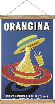 Orangina Poster Vintage Scroll Poster Fabric Picture Art Wooden DIY Frame Hanging Print Hanger Room Decor Oil Canvas Kit Gift