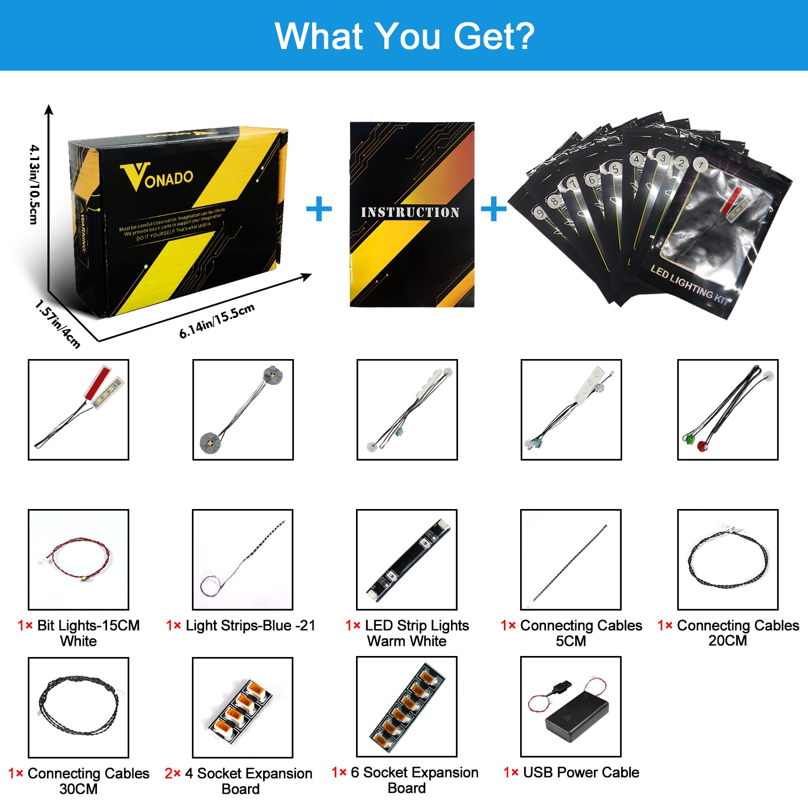 VONADO LED Light Kit Compatible with LEGO Technic Airbus H175 Rescue Helicopter 42145, DIY Lighting Kit