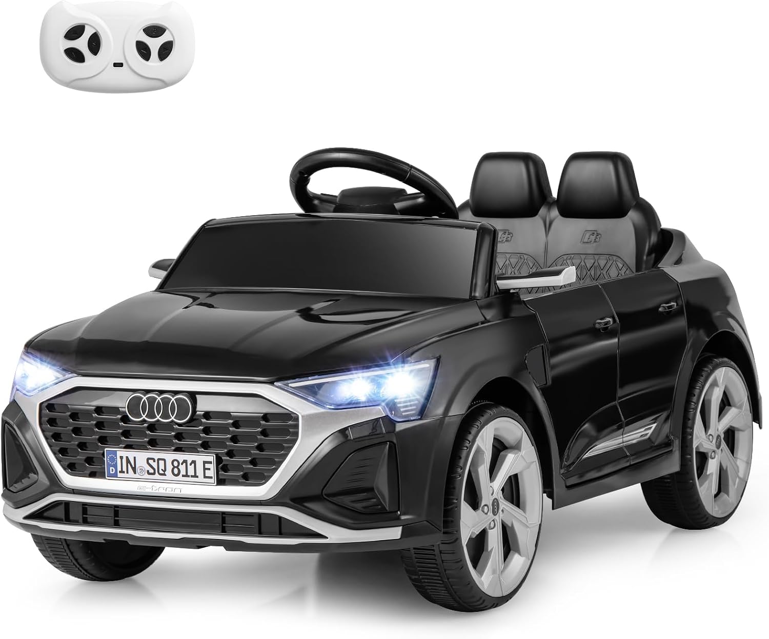 Black COSTWAY licensed Audi 12V kids electric car with remote control