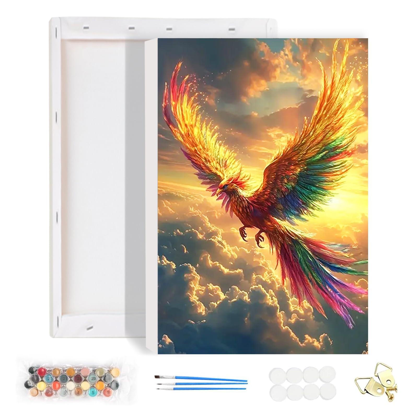 HEIBAGO Paint by Numbers Framed, DIY Phoenix Paint by Numbers Kits, Animal Paint by Numbers for Adults Arts and Crafts Acrylic Pigment Drawing Paintwork Wall Art for Home Wall Decor 20x30cm