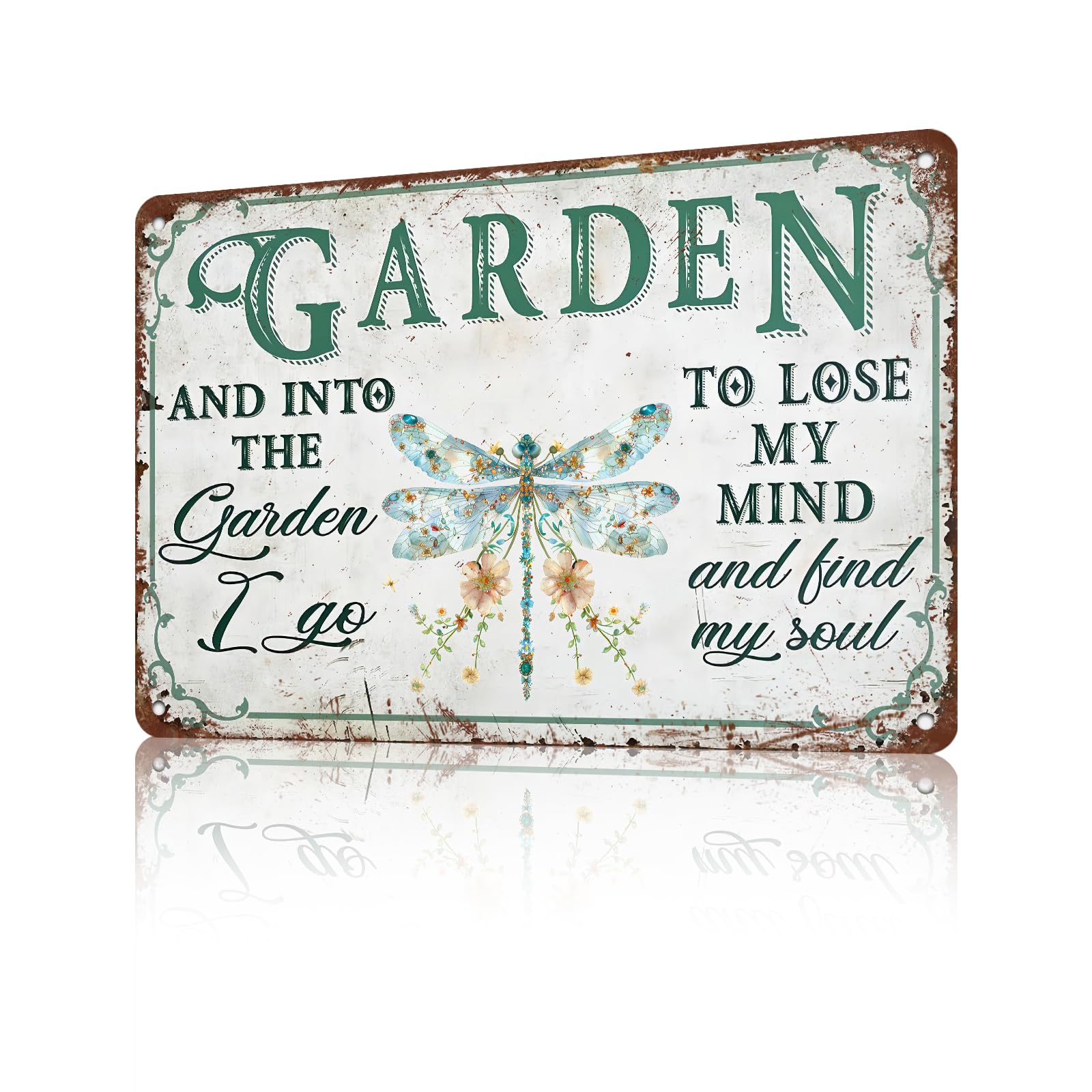 Anceky Dragonfly Garden Metal Tin Sign Funny Wall Decor for Living Room Home Yard Garden Kitchen Indoor 12×8 Inch