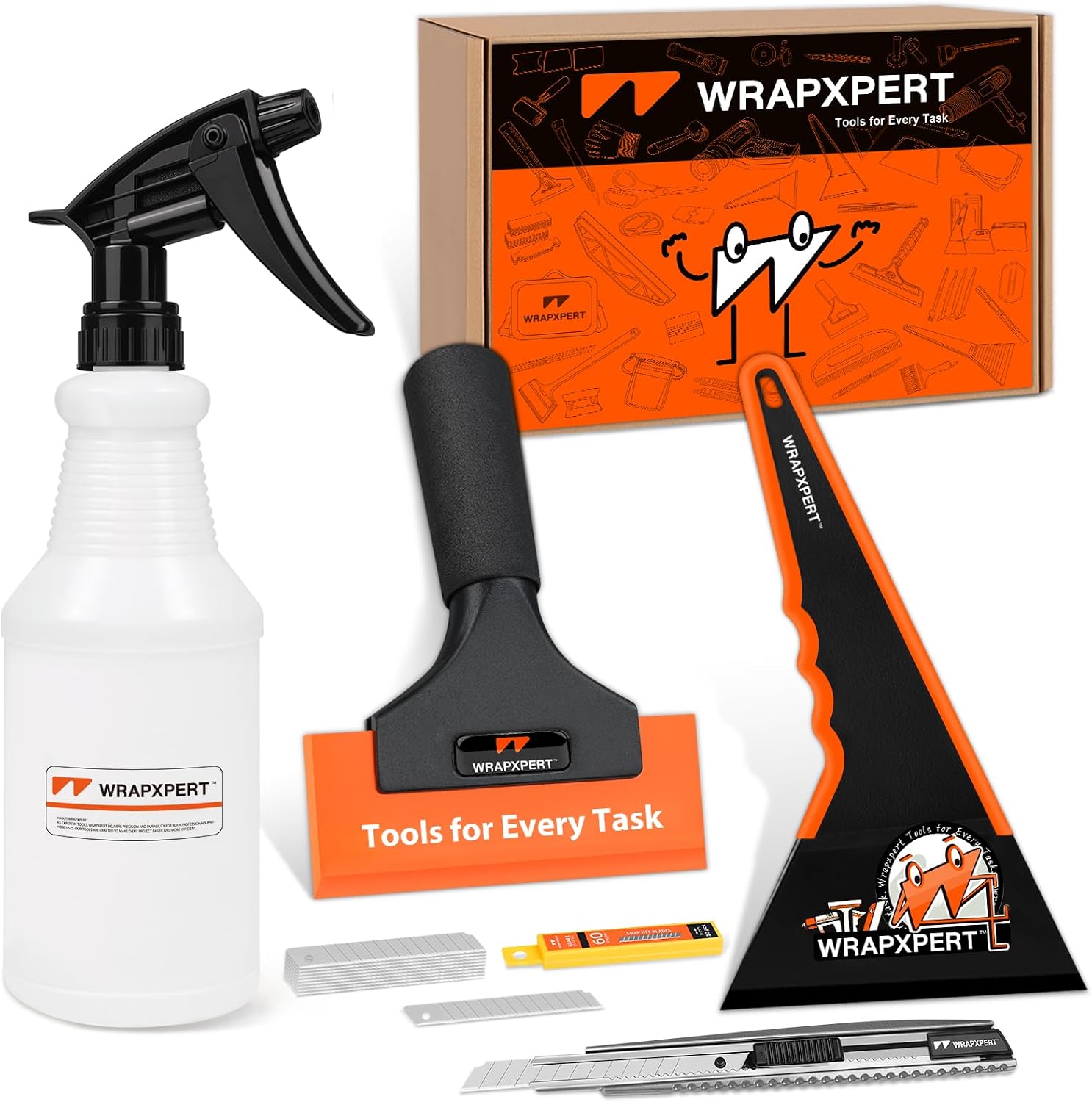 WRAPXPERT Window Tint Kit, Car Window Tint Tools Felt Squeegee for Vinyl, Small Squeegee 5 inch, Sprayer Bottle, Triangle Corner Tool, Utility Knife for Window Tint Film Installation